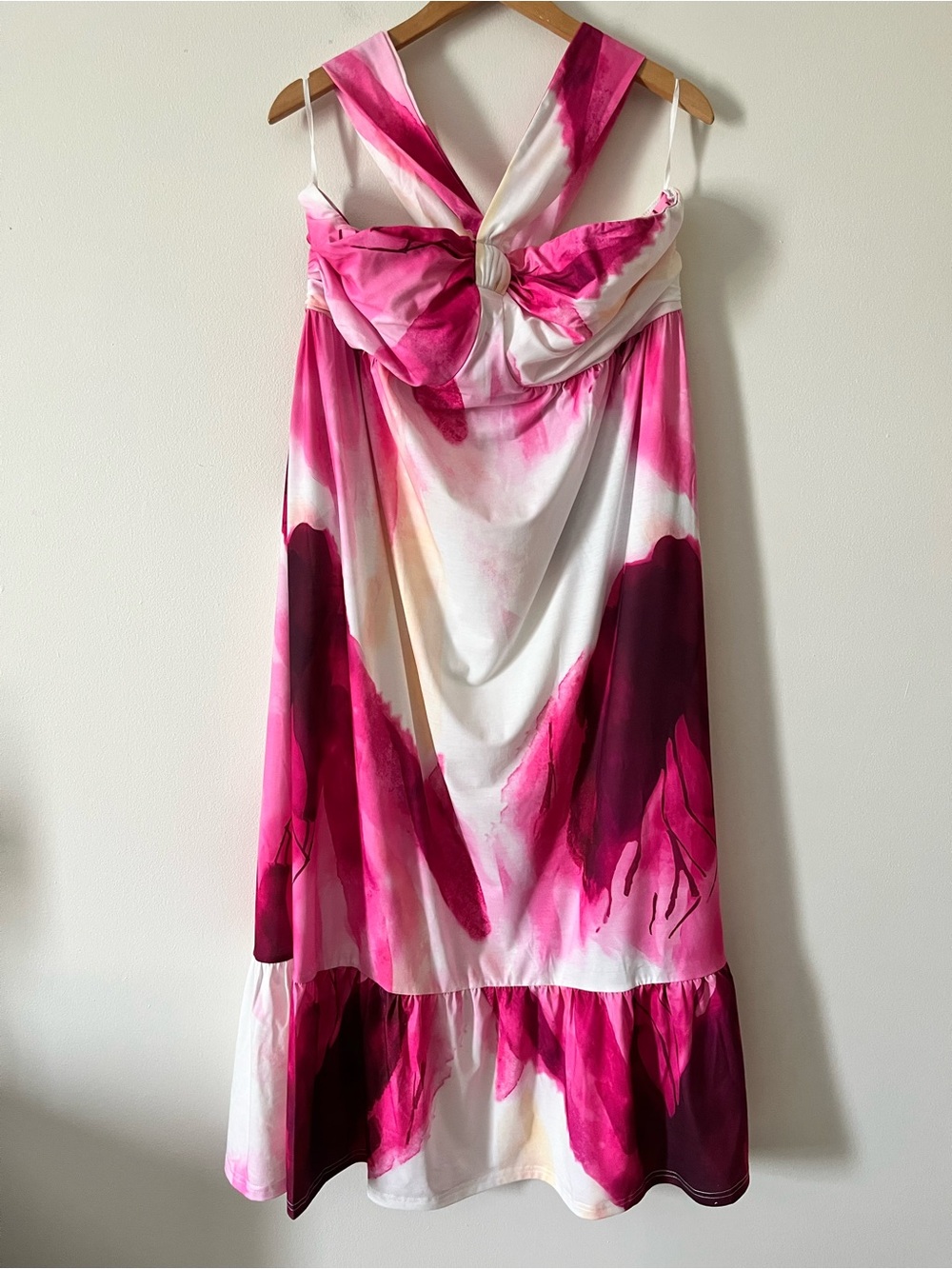 Grace Karin Pink and White Halter Tie-Front Dress 2XL NWT Cottage Romantic